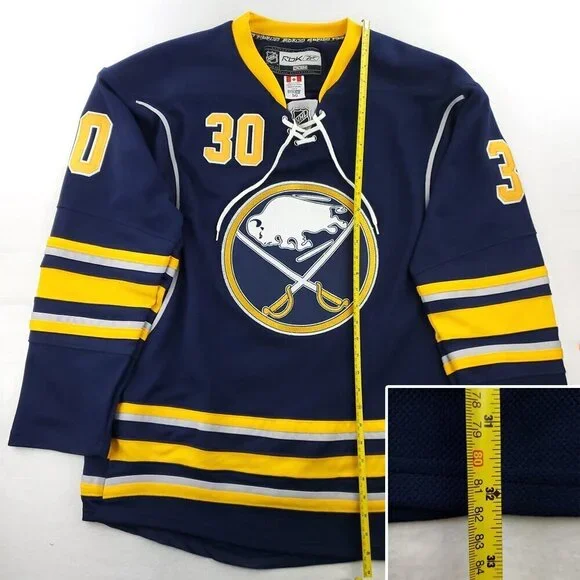 Buffalo Sabres NHL Hockey Jersey CCM Center Ice RBK Fight Strap 30 Miller Sz. 50